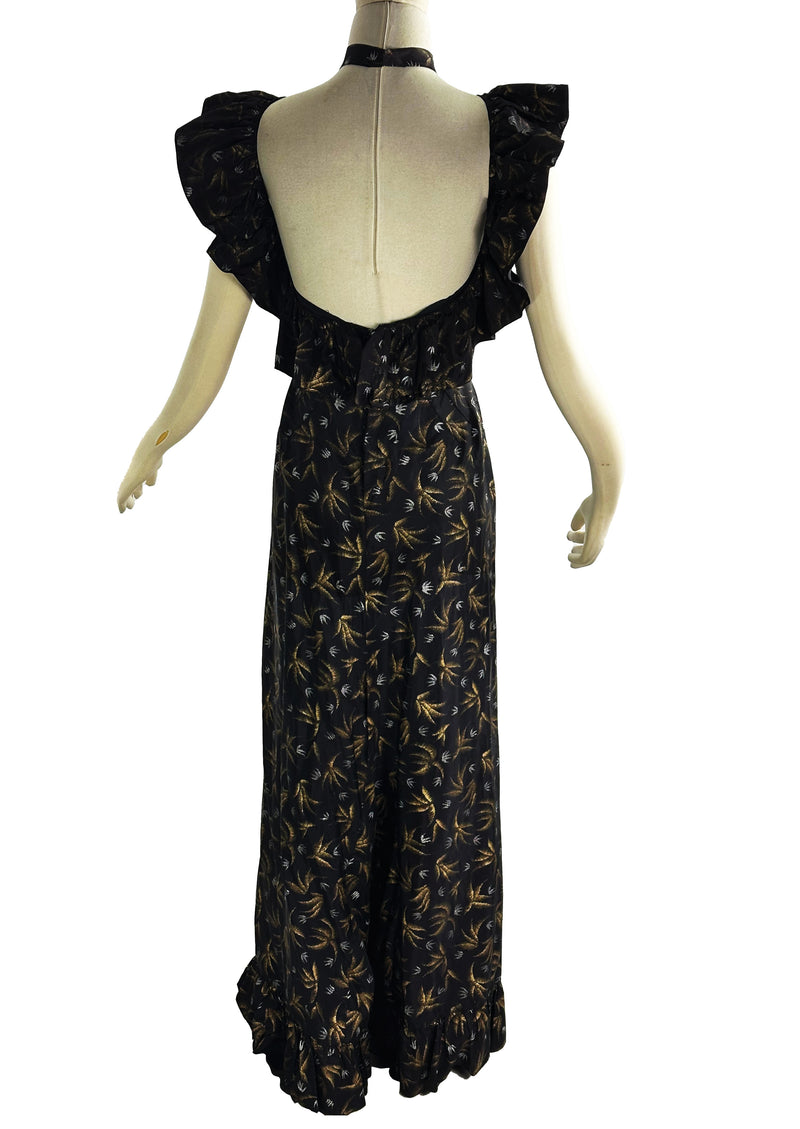 Vintage 1930s Brown and Gold Gown - New!