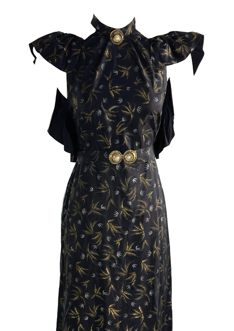 Vintage 1930s Brown and Gold Gown - New!