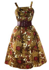 Early 1960s Designer Sunflower Silk Blend Cocktail Dress - New!(