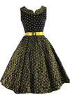 1950s Australian Designer Black & Gold Polka Dot Dress- New!