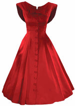 1950s Designer Red Silk Satin New Look Cocktail Dress New! ON HOLD