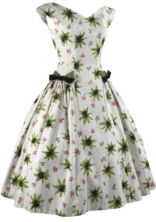 Vintage 1950s Atomic Floral Print Cotton Dress- New!