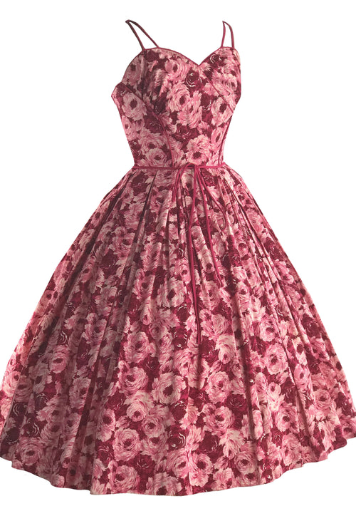 1950s Red and Pink Roses Cotton Sundress - New!