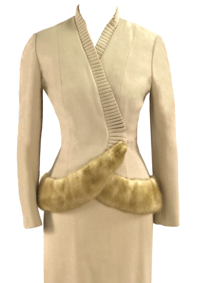 Designer 1950s Oatmeal Wool Crepe Lilli Ann Suit - New!