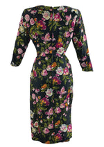 Late 1950s Black Floral Draped Wiggle Dress - NEW!