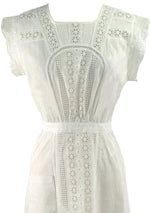 1900 - 1910 White Eyelet Cotton Pinafore Apron - New!