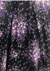 1950s Purple Floral Sprays on Black Cotton Dress- New!