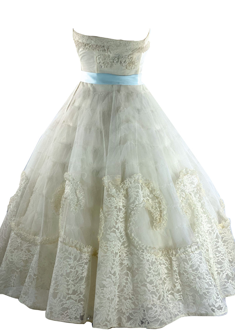 Late 1950s Ivory Tulle & Lace Party Dress  - New!