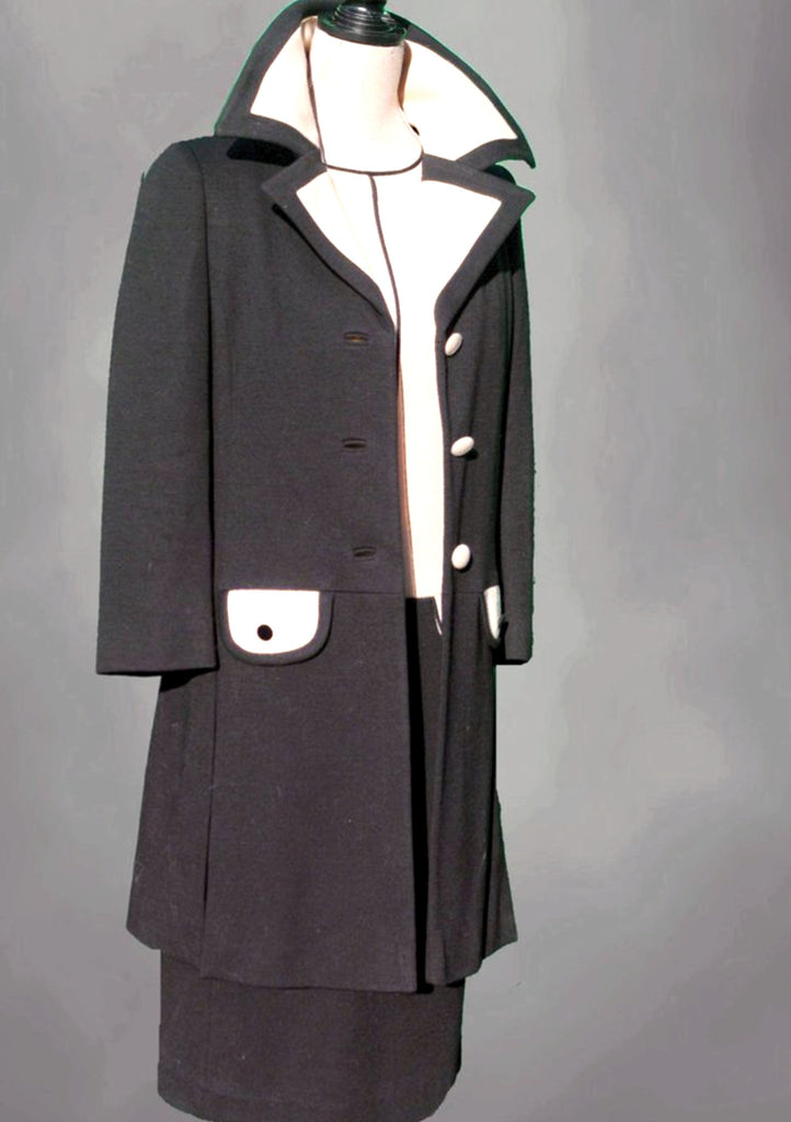 1960s Black and Cream Wool Lilli Ann Ensemble - Sold