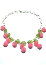 Vintage 1940s Art Deco Pink Lucite & Celluloid Fruit Necklace - New!